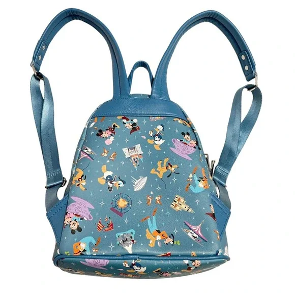 Authentic Disney Loungefly Mini Backpack Mickey & Friends Goofy Pluto Blue - Picture 2 of 6